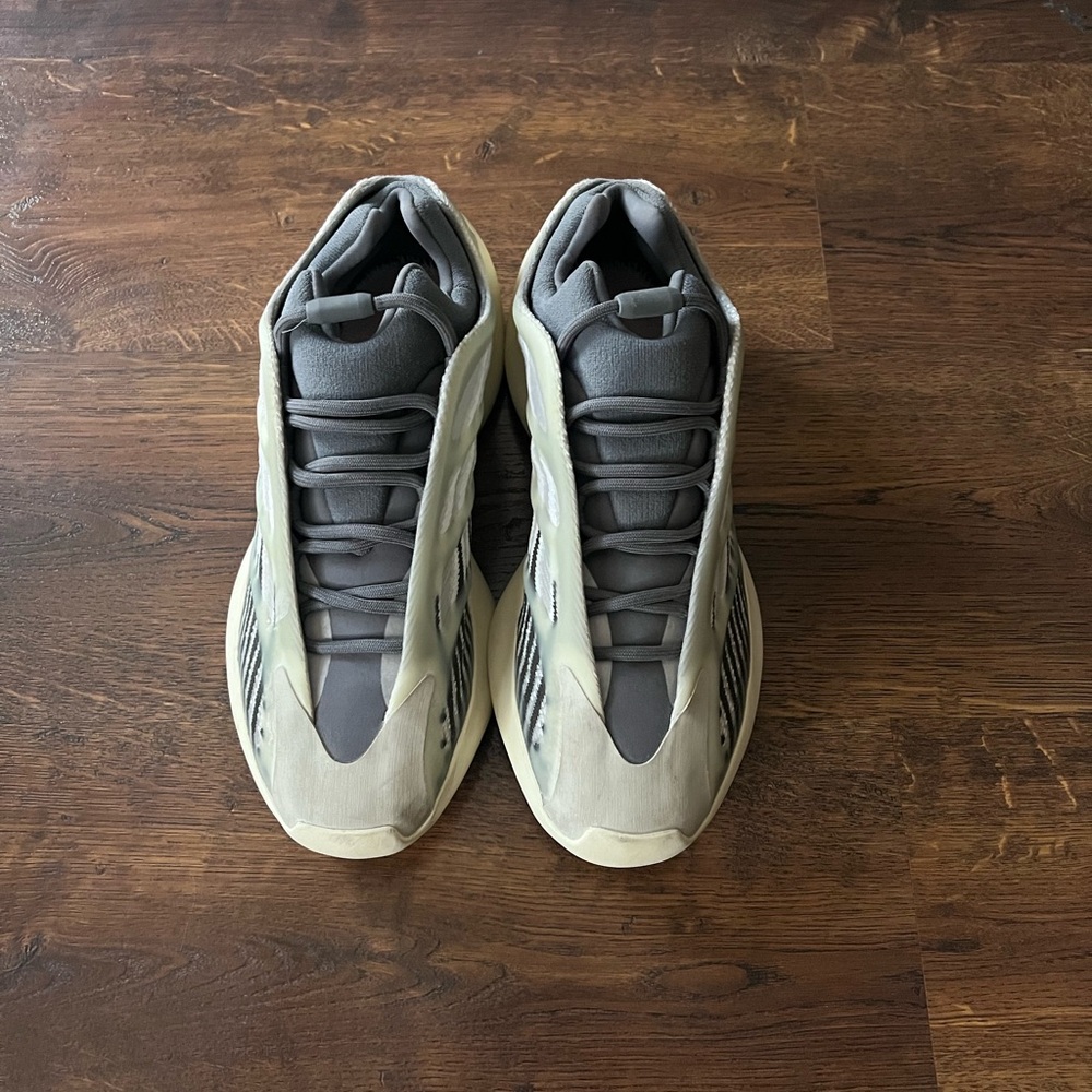 Yeezy Gray and Cream Athletic Shoes